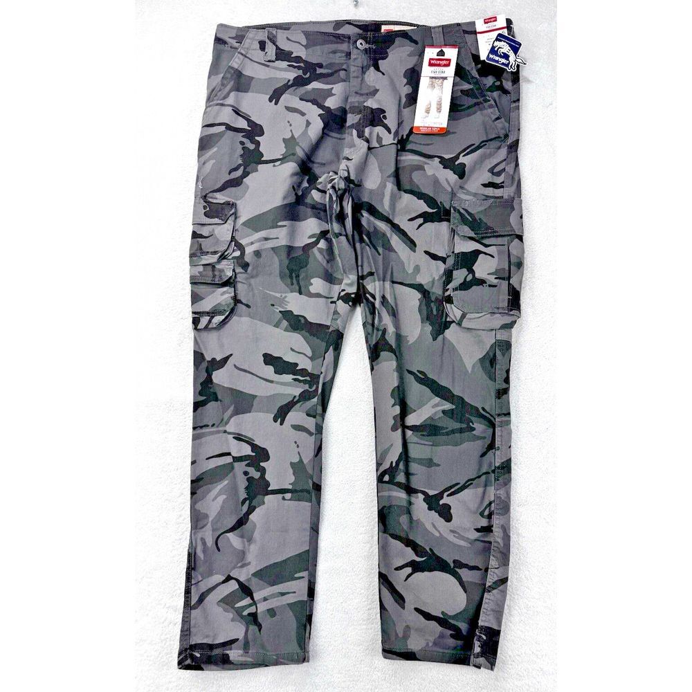 Wrangler Camo Cargo Pants‎ Men 42x30 Gray Straight Taper 5 Star Premium